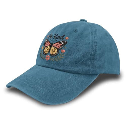 for Mom Grandma Auntie, Guardian Butterfly Embroidered Baseball Cap for Women, Meaningful Hat - color: Cyan Be Kind