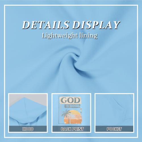 Fkatuzi Christian Graphic Hoodies For Boys Jesus God Is Good Hoodie Kids Faith Verse Bible God Religious Beach Pullover Tops - color: Light Blue, size: 9-10 Years