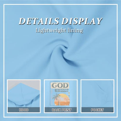 Fkatuzi Christian Graphic Hoodies For Boys Jesus God Is Good Hoodie Kids Faith Verse Bible God Religious Beach Pullover Tops - color: Light Blue, size: 9-10 Years