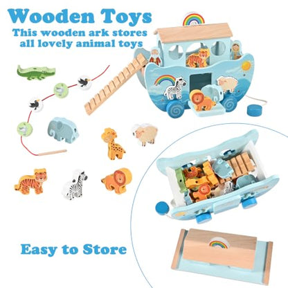 Wooden Noah's Ark Toy, Baptism for Boys and Girl