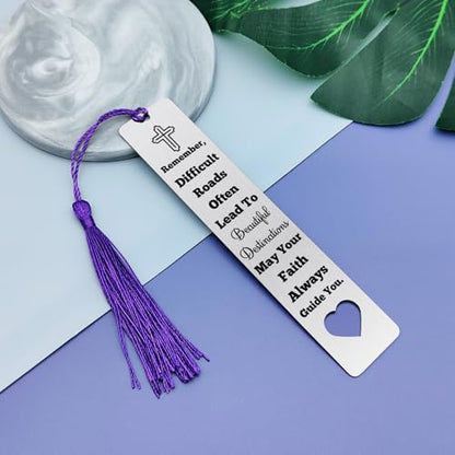 First Communion Gifts for Girls Boys Christian Stainless Steel Bookmark Inspirational Bible Verse Bookmark Book Lover Gift Religious Confirmation Gift Graduation Birthday Reading Accessories for Women - color: Faith Metal Bookmark 03