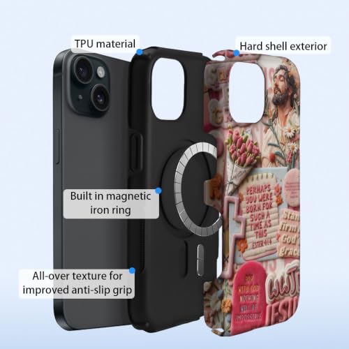 Compatible with iPhone 15 Case,Wireless Charging Compatible,Patented 2‑in‑1 Dual‑Layer Protection, Hot Transfer Print Hard Shell Cover - Bible Verse Aesthetics - color: Bible verse aesthetics, size: iPhone 15