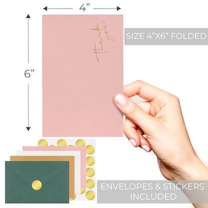 ZICOTO Beautiful Thank You Cards Set of 30 With Envelopes and Stickers - color: Bold