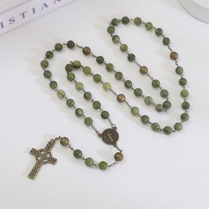 KOMI 8mm Natural Stone Beads Rosary Necklace Rosarios Catolicos Para Mujer Catholic Rosary Beads for Women Christian Gifts - style: Rosary-3