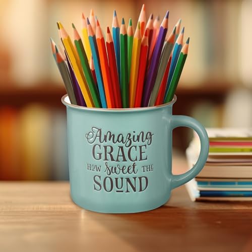 Christian Art Gifts Mint Green Camp Style Amazing Grace Ceramic Coffee Mug - style: Amazing Grace