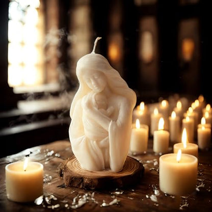 Virgin Mary Holding Baby Shaped Scented Candle,Enchanting Hand-Poured Aesthetic Soy Wax Aroma Decorative Candle for Table Photo Prop,Religious Celebrations,Baptism Essential,Baby Showers & Cozy Spaces