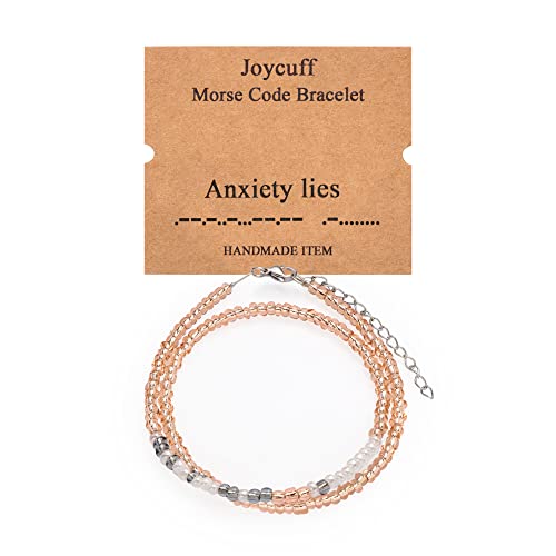 Inspirational Morse Code Bracelets for Women Funny Jewelry Birthday Gifts - color: Anxiety lies