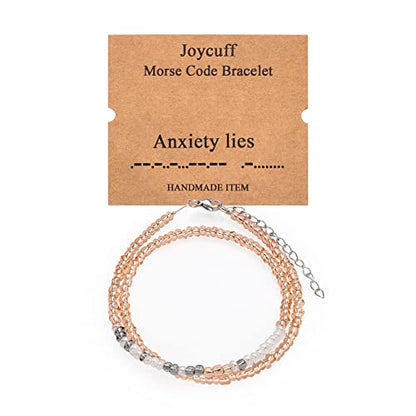 Inspirational Morse Code Bracelets for Women Funny Jewelry Birthday Gifts - color: Anxiety lies
