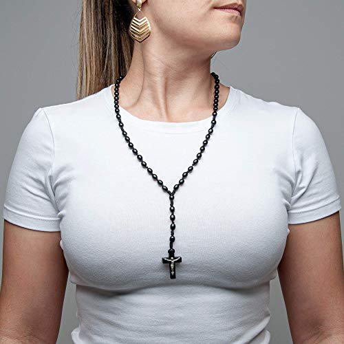 Intercession First Wood Rosary - Made in Brazil - style: Black - 6/8mm Beads