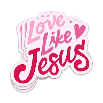 3PCs Love Like Jesus Sticker Christian Faith Sticker Religious Scripture Waterproof Vinyl Stickers for Water Bottle Scrapbook Bible Journal Laptop Decals Gifts for Girls Women Church Friends 3"x2.7"