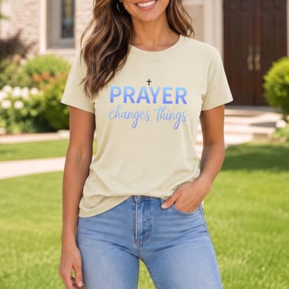 BeWithYou Christian Shirts for Women Religious Faith Jesus God Tshirts Inspirational Bible Verse Cross Graphic Tee Casual Top - color: Apricot, size: XX-Large