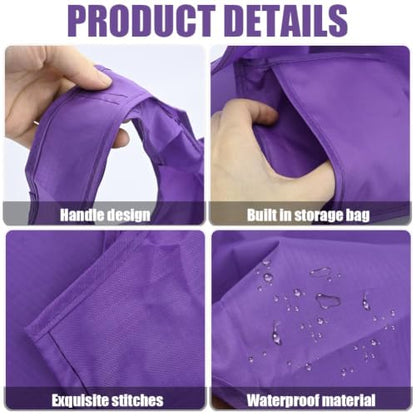 Large 50lbs Heavy Duty Reusable Foldable Grocery and Shopping Tote Bags - Washable Polyester Bags in Pocket - color: Purple
