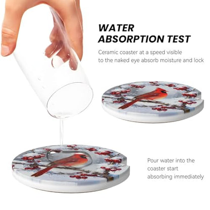 Cardinals 2 Pack Car Cup Holder Coasters Ceramic Drink Coasters - color: Yellow