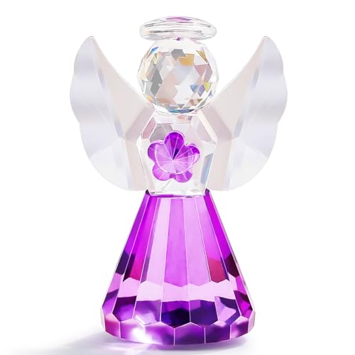 YWHL Purple Crystal Angel Figurine, Glass Guardian Angel Gifts for Women - color: Purple