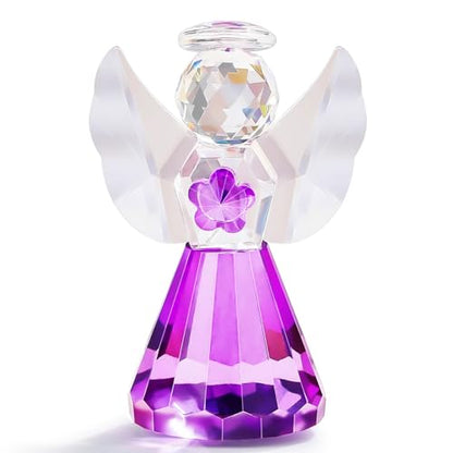 YWHL Purple Crystal Angel Figurine, Glass Guardian Angel Gifts for Women - color: Purple