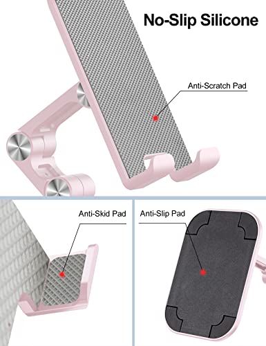 OCYCLONE Phone Stand for Desk, Foldable Cell Phone Stand Holder, Pink - color: Pink