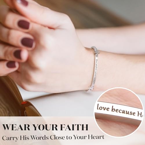 kilofly Set of 3/6 Bible Verse Bracelet Christian Unique Religious Gift for Women - style: Love Set3