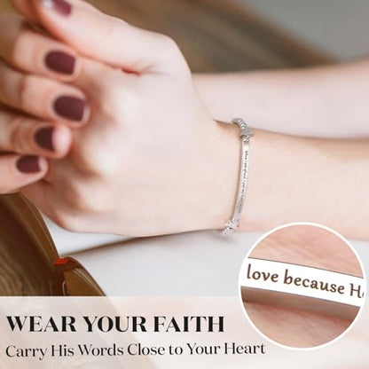 kilofly Set of 3/6 Bible Verse Bracelet Christian Unique Religious Gift for Women - style: Love Set3