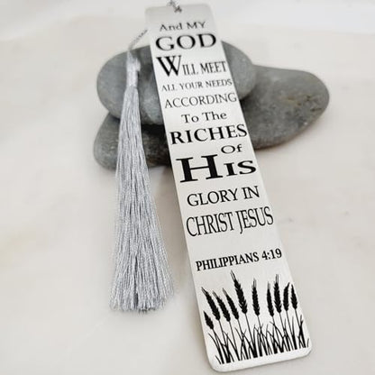 Christian Psalm Bookmarks, Bible Verse Gifts, Metal Bookmarks (Philippians 4:19 Bookmark Gifts) - color: Philippians 4:19 Bookmark Gifts