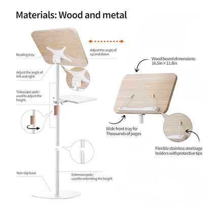 Lectern Podium Stand with Storage Tray, 16.5"–51" Height Adjustable - color: White