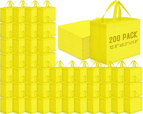Windyun Reusable Grocery Bags Non Woven with Handles - color: Yellow