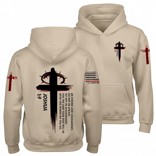 Custom Christian Hoodies for Men Women Faith Cross Jesus Hoodie Bible Religious Gifts Personalized Christmas - color: Sand, size: 4X-Large