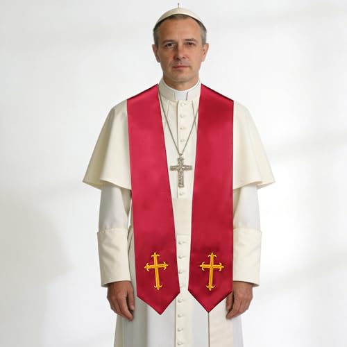 Clergy Stole & Choir Stole with Embroidered 60/72" - color: Maroon, size: 72 inch