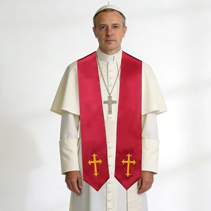 Clergy Stole & Choir Stole with Embroidered 60/72" - color: Maroon, size: 72 inch