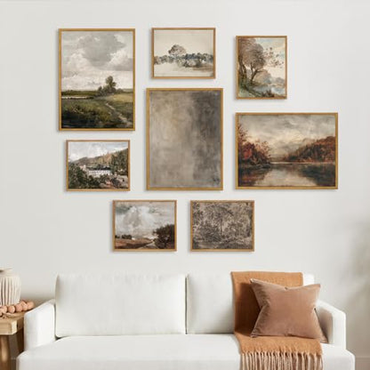KBKBART Framed Canvas Wall Art, Earthy Abstract Illustrations Paintings - color: Earthy Painting, size: 16"L x 12"W
