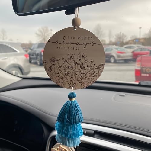 Christian Car Charm Cute Rear View Mirror Accessories for Women - color: Blue