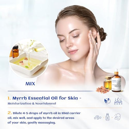 HIQILI Myrrh Essential Oil for Skin, DIY Candle & Diffuser - size: 3.38 Fl Oz (Pack of 1)