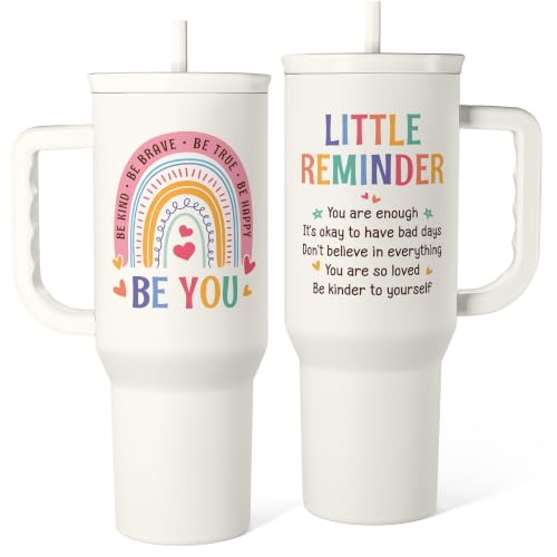 Inspirational Tumbler with Handle 40oz, Positive Reminder Coffee Cups Stainless Steel Travel Mug, Daily Inspiration Motivational Gifts for Women Girls Friends Coworker, Gift for Birthday Christmas - color: Inspiration 1