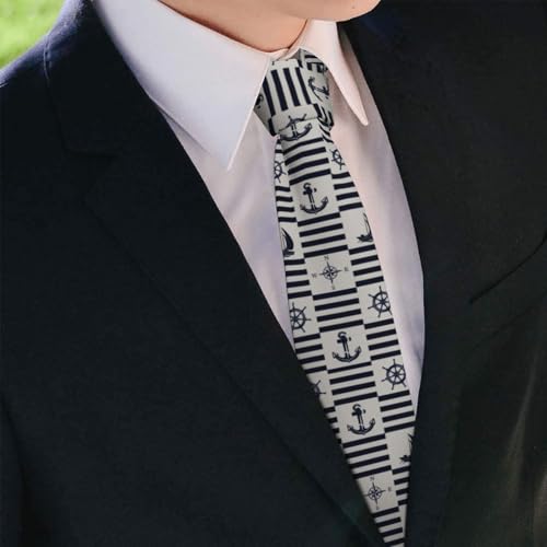 Men's Neckties, Novelty Printed Skinny Tie for Work Casual Party - color: Anchor