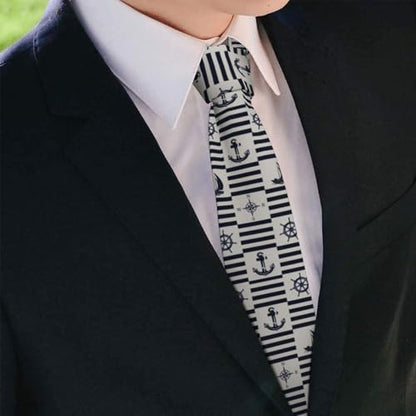 Men's Neckties, Novelty Printed Skinny Tie for Work Casual Party - color: Anchor