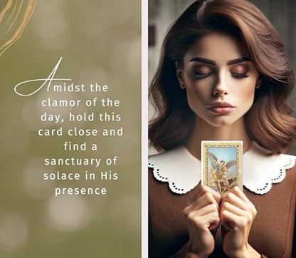 St Michael the Archangel Prayer Card - Laminated Saint Michael Prayer Card with Gold Stamping, Religious Pocket Token, The Lord’s Prayer - Made in Italy Catholic Cards and Tokens Set - 7 Items