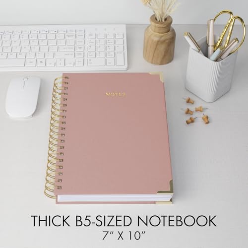 Aesthetic Thick Spiral Notebook Journal For Women in B5 - Linen Hardcover - color: Pink, size: B5