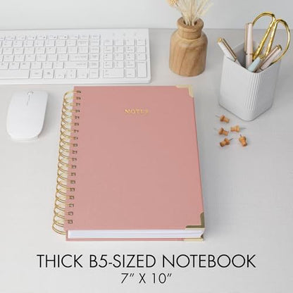 Aesthetic Thick Spiral Notebook Journal For Women in B5 - Linen Hardcover - color: Pink, size: B5