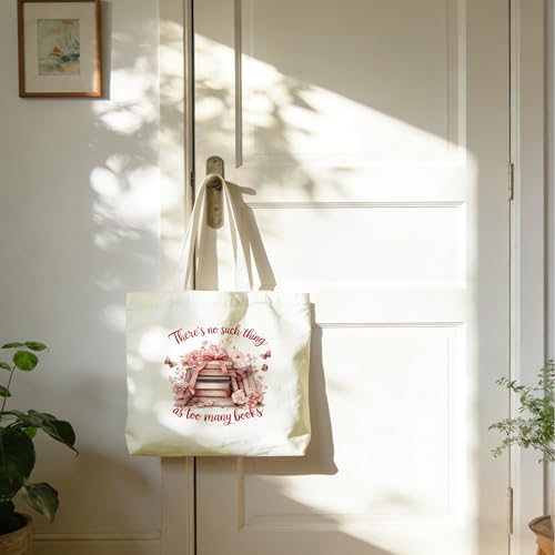 Tote Bag For Women Man, Reusable Work Shopping Grocery Shoulder Bags - style: There is No Such Thing as Too Many Books -01