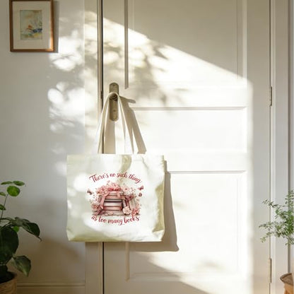 Tote Bag For Women Man, Reusable Work Shopping Grocery Shoulder Bags - style: There is No Such Thing as Too Many Books -01
