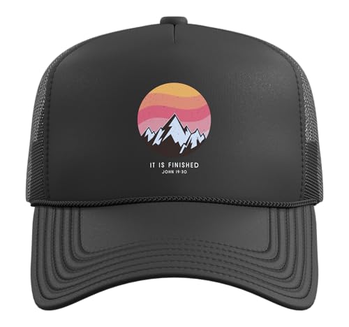 It is Finished John 19:30 - Christian Bible Verse Trucker Hat with Adjustable Mesh Back