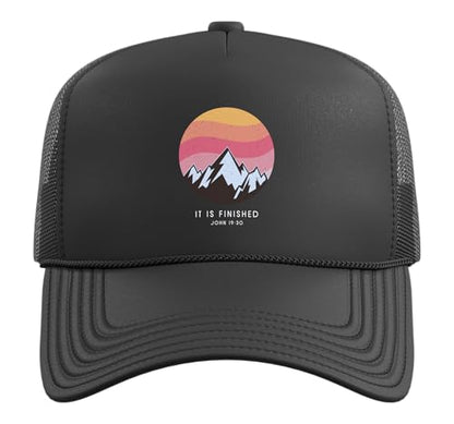 It is Finished John 19:30 - Christian Bible Verse Trucker Hat with Adjustable Mesh Back
