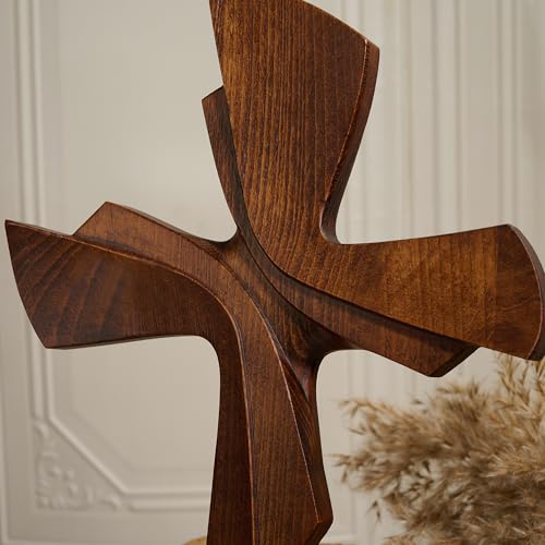 BGCarvedGrace Wooden Wall Cross Decor, 10 Inch Christian Hanging Wall Art - size: 10"L x 5.7"W