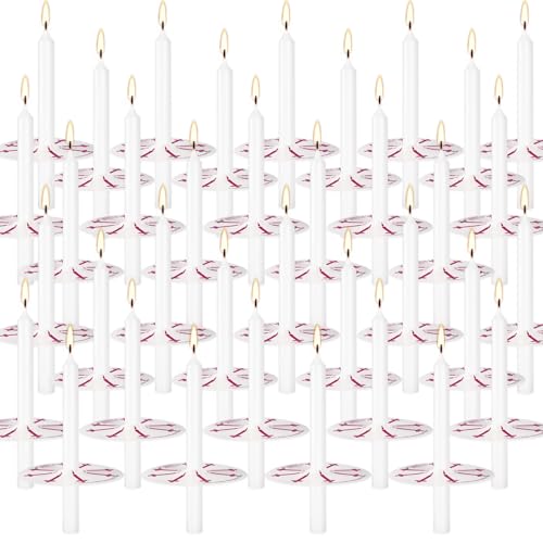 200 Pack 4 Inch White Church Taper Candles with Drip Protectors - color: white-4"200pcs