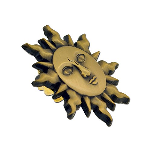 Beach & Ocean Lapel Pins - Gold & Silver Sea Life, Nautical & Tropical Designs - color: Antique Gold Sun Face Sunshine, size: 5 Pack