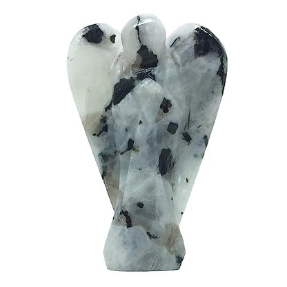 Nelson Creations 2 Inch White Rainbow Moonstone Guardian Angel Figurine - color: White Rainbow Moonstone