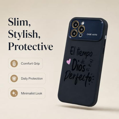for iPhone 17 Pro Max Case God's Timing is Perfect Spanish Bible Verse Phone Case, Full Camera Lens Protection, Shockproof Drop Resistant Durable Cover (Black, iPhone 12 Pro) - color: black, size: iPhone 12 Pro