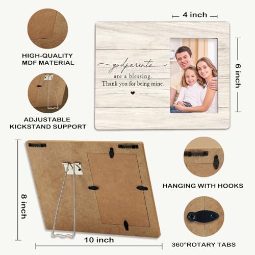 Godparents Gifts Picture Frame, Thank You Gifts for Godparents, Baptism Christening Gift for Godfather Godmother, Thank You for Being Mine 4x6 Photo Frame