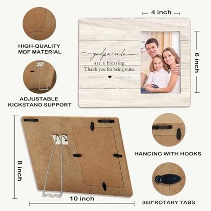 Godparents Gifts Picture Frame, Thank You Gifts for Godparents, Baptism Christening Gift for Godfather Godmother, Thank You for Being Mine 4x6 Photo Frame