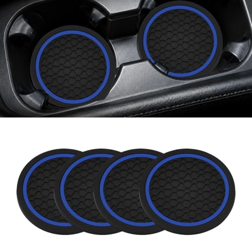 4PCS Car Cup Holder Coasters - 2.75 Inch Non-Slip Insert Water Bottle Holder Pads, Dustproof Automotive Interior Accessories Mat, Universal for Vehicles, Trucks, RVs (Blue) - color: Blue
