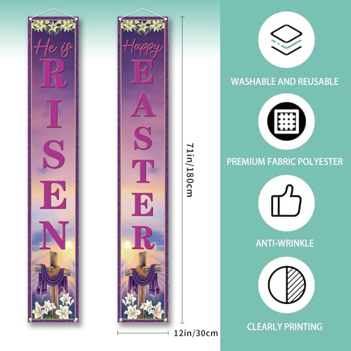 Rvsticty Easter Banner,Spring He Is Risen Decorations for Home Decor